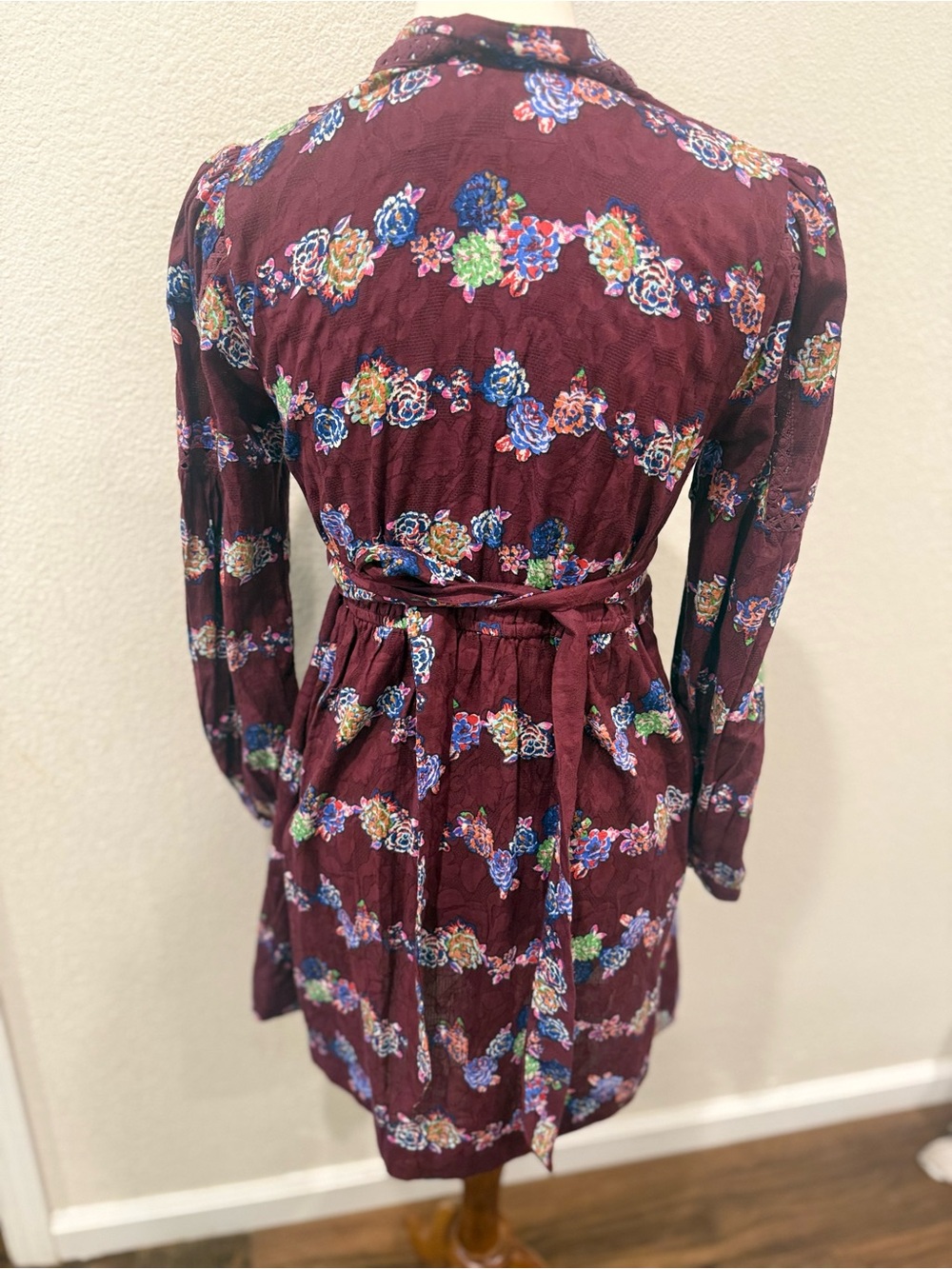 Anthropologie Plum Floral Long-Sleeve Dress - Picture 4 of 16